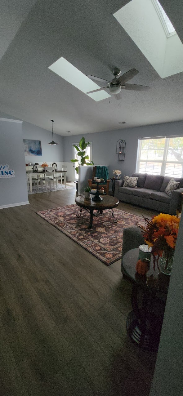 Open concept living and dining space